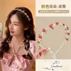 Diadema Nueva Estilo Perla Rosa con Cinta de Flores, Accesorio para el Cabello de Mujer, Tocado para Dama de Honor, Pasador para el Cabello Dulce con Lazo, Disponible para Venta al por Mayor Mixta