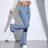 Calça Jeans de Cintura Alta Reta para Mulheres, Estilo Simples Lavado em Cor Clara, Calça Personalizada, Lançamento Transfronteiriço Europeu e Americano para Amazon 2025