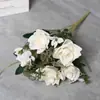 Comercio Exterior Flores Artificiales Transfronterizas para Bodas, Pequeños Ramilletes de Rosas, Rosas Estilo Europeo, Rosas de Borde Enrollado, Rosas de Gama Alta al por Mayor