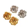 Pendientes de Camelia Tridimensionales con Dibujo de Alambre Método Antiguo Sentido de Lujo Ligero Retro de Alta Gama Diseño Personalizado Moda Pendientes Elegantes Versátiles