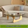 Mesa de centro para uso doméstico, adequada para apartamentos pequenos, mesa de centro de vidro, sala de estar, luxo leve, moderna, minimalista, madeira maciça, criativa, mesa de centro redonda