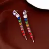 Conjunto de Brincos e Colar com Pingente de Franja Gradiente Redondo de Diamante com Agulha de Prata, Joias de Luxo Leve, de Alta Qualidade, Elegantes e Modernas para Mulheres