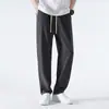 Pantalones Casuales de Seda de Hielo Finos y Sueltos de Verano para Hombre, Pantalones Deportivos Transpirables de Secado Rápido de Moda, Pantalones Largos de Pierna Ancha a la Moda para Hombre