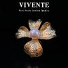 Broche de flor de oro simple Gao Ding, accesorio de ropa, estilo antiguo, elegante, exquisito, anillo de oro chapado en cobre, pendientes
