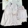 Pijama fino de seda helada de otoño para niña de secundaria, de manga larga y pantalón largo con copas en el pecho, conjunto para aire acondicionado, conjunto lindo para mujer