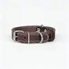 Collar de cuero para mascotas, collar para cuello de perro y gato, hecho de cuero de plena flor, diseño suave y liso, hebilla de acero inoxidable, personalizable, adecuado para ventas transfronterizas