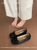 Zapatos de tacón rojos sencillos 2026 Primavera y Otoño Mocasines franceses con lazo punta cuadrada Bailarinas Zapatos de noche Suela blanda Zapatos para conducir