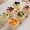 Caja Cuadrada para Pastel Crema Caja para Lasagna Mousse Taza para Pastel Caja Desechable Caja de Empaque para Pastel Caja de Empaque Transparente