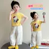 Traje de Verano 2026 Nuevo Estilo con Gato Kt de Manga Corta para Niñas Ropa Casual de Verano a la Moda Conjunto de Dos Piezas a la Moda para Bebés Niñas