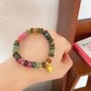 Super hada artístico retro estilo étnico cuentas de rueda pulsera de jade de colores pulsera de gato de la suerte carácter fu pulsera de amigas
