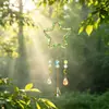 Atrapasol y Estrella de Cristal Natural, Adorno Colgante de Cristal Hecho a Mano Envuelto en Alambre, Carrillón de Viento para Ventana del Hogar, Suministro Transfronterizo