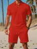 Conjunto de camisa polo masculina de verão novo para comércio exterior transfronteiriço, terno de moda versátil casual esportivo de manga curta slim fit para homens