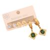 [Ice Meng] 3 pares de pendientes retro de malaquita, amor, flores, pendientes de acero inoxidable, joyería transfronteriza E569