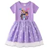 Vestido de Princesa de Malla con Lentejuelas Arcoíris para Niñas, Manga Corta de Verano, Manga Larga de Primavera y Otoño, Estilo Kpop Cazador de Demonios