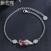 Pulseira Pixiu Granada Moda Retrô Feminina Estilo Artístico Vermelho Sangue de Pombo Personalizada Criativa Joias Atacado
