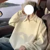 Sudadera con cuello polo y estampado de trigo para hombre, nueva marca de moda primavera 2026, camiseta de manga larga holgada, top casual americano para hombre
