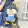 Bolsa de Pelúcia Pinguim Pequeno, Mochila para Estudante Universitário, Mochila de Boneca Desenho Animado Fofa Ins, Porta-Moedas de Pelúcia