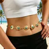 Cadena de Cintura de Estilo Étnico para Playa de Verano Europea y Americana Cadena Corporal de Metal con Diseño de Turquesa Accesorios de Cinturón