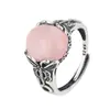 Anillo de Plata S925 con Ágata Roja Natural del Sur Incrustada, con Huevo de Cristal Grande en Forma de Mariposa Abierta, Anillo Vintage Desgastado