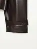 26621-Novo casaco trench coat acolchoado com ombros em couro sintético, estilo europeu e americano, para mulheres