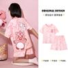 Pijamas de verano para niñas con diseño de oso de fresa y dibujos animados, de algodón puro, de manga corta, para salir a la calle, para niños de talla mediana y grande, para el hogar.