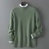 Baicai Rong Nuevo Suéter de Lana Pura Otoño/Invierno para Hombre Grosor Extra Cuello Redondo Jersey Simple Casual de Negocios Capa Base de Punto