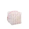 Bolsa de Maquillaje Acolchada Floral Transfronteriza, Cartera de Mano Acolchada 3D Linda, Bolsa Cuadrada Pequeña, Bolsa de Tocador de Almacenamiento para Viajes