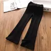 Calça de Seda Gelada para Meninas Verão 2025 Nova Calça Wide-Leg Média e Grande Efeito Emagrecedor Calça Flare com Fenda Calça Anti-Mosquito Infantil para Mulheres