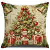 Funda de almohada temática de Navidad 2026 sin relleno, funda de cojín colorida de Papá Noel y muñeco de nieve para cojines de sofá transfronterizos