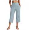 Pantalones de Yoga Rectos Sueltos de Tiro Alto Color Melocotón Otoño Invierno Pantalones de Yoga de Siete Puntos Pantalones Vaqueros Casuales Sueltos para Mujer
