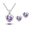 Conjunto Europeu e Americano de Cristal Coração Coreano Zircônia Cristal Conjunto de Duas Peças com Colar de Diamante Conjunto de Brincos
