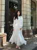 En Stock Transfronterizo Amazon Comercio Exterior Europeo y Americano Nuevo Estilo Francés Elegante Plisado Dobladillo Amplio Vestido de Gasa