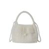 Bolsa de Pérolas Tecida Feita à Mão Yozi Feminina Estilo Western Texturizada Bolsa de Mão para Noite Bolsa Transversal de Ombro com Contas Estilo Western