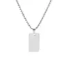 Collar con Colgante Cuadrado de Acero Inoxidable Personalizable Grabable Estilo Europeo y Americano para Hombres, Colgante Cuadrado Pequeño de Acero Inoxidable Hip-Hop
