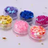 Lantejoulas para unhas acessórios de unha transfronteiriço caixa de 12 grades vazia formato de coração de pêssego estrela de cinco pontas estrela cruz flor de ameixa floco de neve