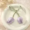 Día de San Valentín Chino Capullo de Tulipán Lazo Decoración de Pastel Vela Feliz Día de San Valentín Chino Enchufe Acrílico