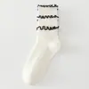 Calcetines Personalizados de Volantes a Media Pantorrilla para Mujer, Estilo Delgado de Verano, Encaje de Doble Aguja, Zapatos Pequeños Dulces de Cuero, Calcetines Holgados Versátiles, Algodón Sin Costuras