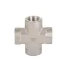 Conector de Acero Inoxidable Marca Roke de Cuatro Vías con Rosca Interna NPT, Resistente a la Presión y a Altas Temperaturas, Conector de Transición Hidráulica Material 316