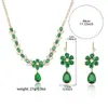 Set Transfronterizo Estilo Europeo y Americano Nueva Joyería de Moda Collar de Zirconia Esmeralda Cadena de Clavícula Diaria Cadena de Flor