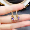 Venta al por mayor de fábrica Pendientes de botón populares de tanzanita natural Plata S925 Incrustado Piedra Principal 4*6 Joyería de Lujo Venta Directa de Fábrica