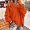 Sudadera holgada de manga larga de color liso con cuello cruzado para mujer, tienda independiente de Amazon transfronteriza europea y americana, otoño e invierno