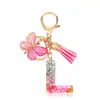 Moda Novo Rosa Cola Pingando Letra Chaveiro Lantejoulas Borboleta Franja Pingente Acessórios Bolsa Pendurar Enfeites Atacado