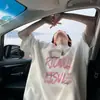 Camiseta Branca Estampada de Manga Curta Marca Americana da Moda Masculina Verão Novo Streetwear Casal Solto Meia-Manga Top