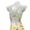 Traje de banho feminino de camada única em Lycra, amarelo KT de corrida profissional, especialmente projetado para treinamento e competição em piscina, moda praia feminina plus size