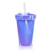 Taza de Silicona Creativa, Vaso con Pajita de Gran Capacidad, Vaso Resistente para Viajes al Aire Libre, Vaso de Agua Portátil a Color con Patrón Imprimible