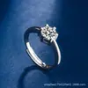 Anel de Diamante de Carbono Alto Oito Corações e Oito Flechas para Mulheres Um Quilate Simples Seis Garras Anel de Diamante de Casamento para Fornecimento ao Vivo Tiktok Kuaishou