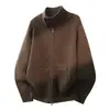 2026 Nuevo Cardigan de Punto con Cremallera y Cuello Alto Holgado Otoño/Invierno Abrigo para Mujer Versátil