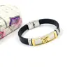 Pulsera de silicona para hombre nueva europea y americana, pulsera de calavera de dos colores de acero de titanio con personalidad, pulsera con hebilla de reloj de acero inoxidable, regalo