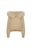 Chaqueta Cardigan de Punto con Capucha y Cuello Grande de Piel para Mujer en Otoño e Invierno, Holgada y Relajada, Cálida, Nuevo Suéter