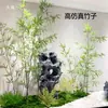 Planta Verde de Bambú Artificial Paisajismo Adorno de Interior Decoración de División Maceta de Piso Decoración Estilo Zen Planta Biomorfa